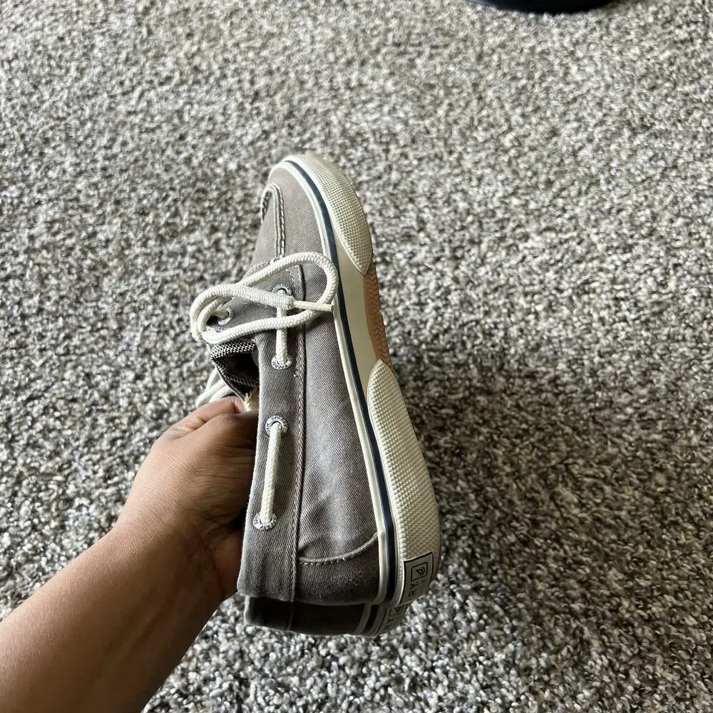 Sperry Mens Halyard 2-Eye Gray Canvas Boat Shoe Size US 7.5 M Gray